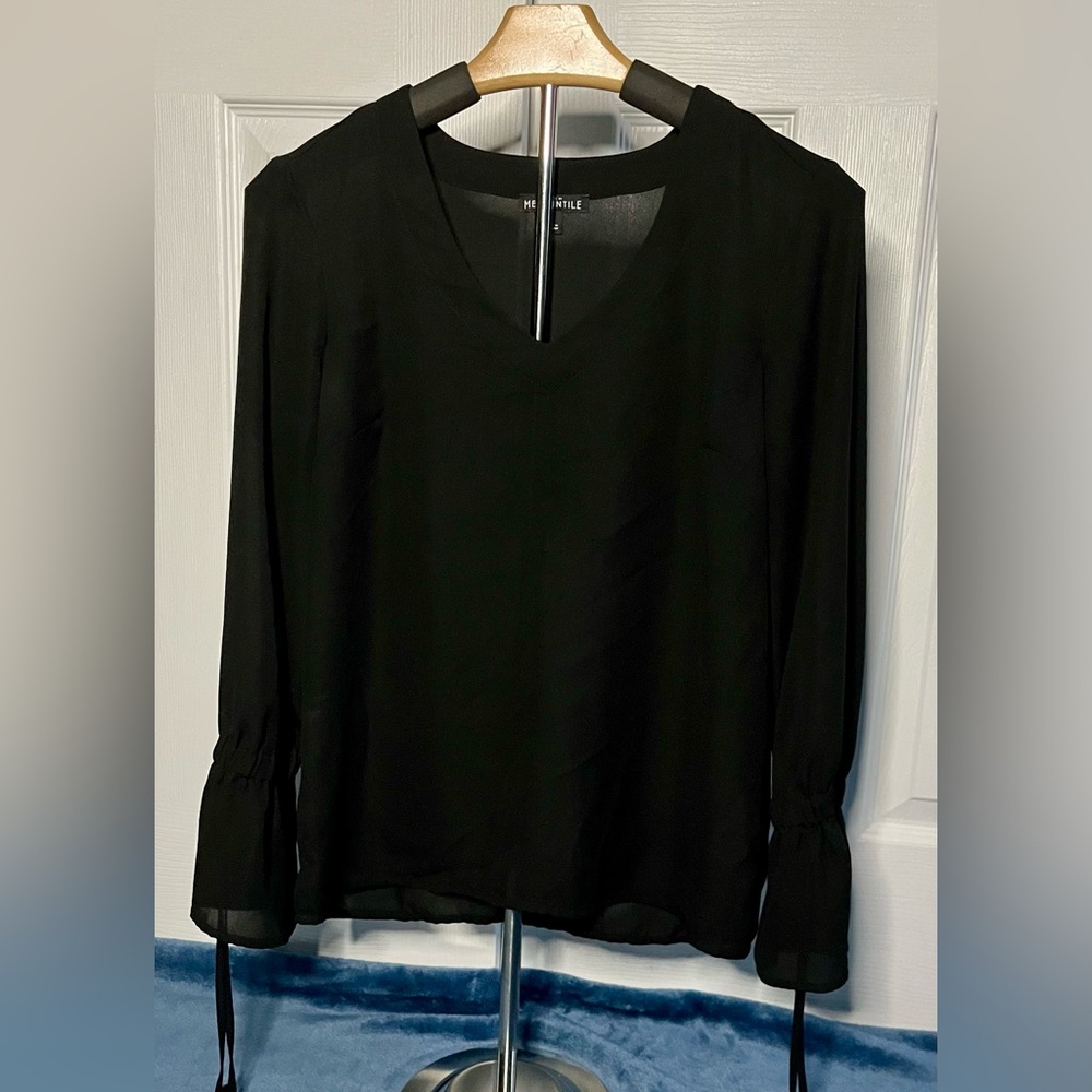 J. Crew Black V-Neck Blouse